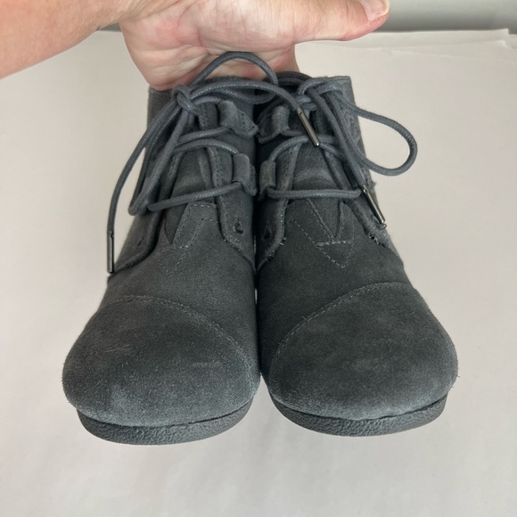 Toms Womens Kala Ankle Boots Booties Gray Wedge Heel Cap Toe Lace Up size 9 - Picture 6 of 11